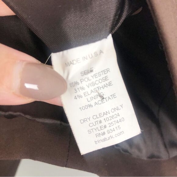 TRINA TURK | Single Button Flare Sleeve Chocolate Brown Blazer Women’s Size 2 - Picture 9 of 9